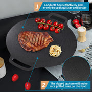 Korean Grill Pan Nonstick 6 Layer 40cm Round BBQ Griddle Indoor or Outdoor Cooking V324-KOBBPLATE