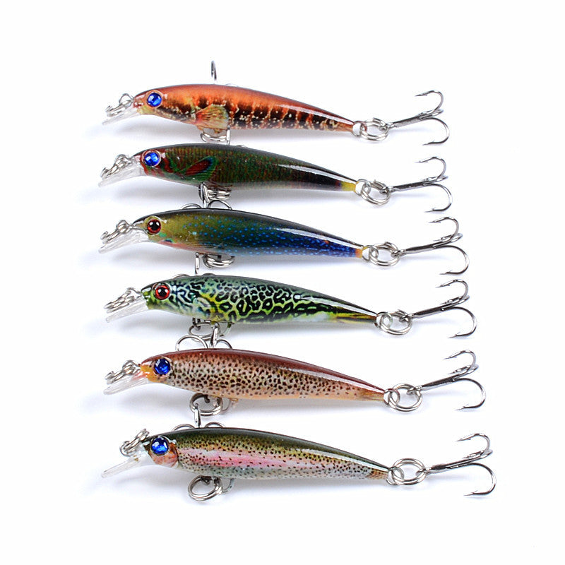 6x Popper Poppers 5cm Minnow Fishing Lure Lures Surface Tackle Fresh Saltwater V324-LB112