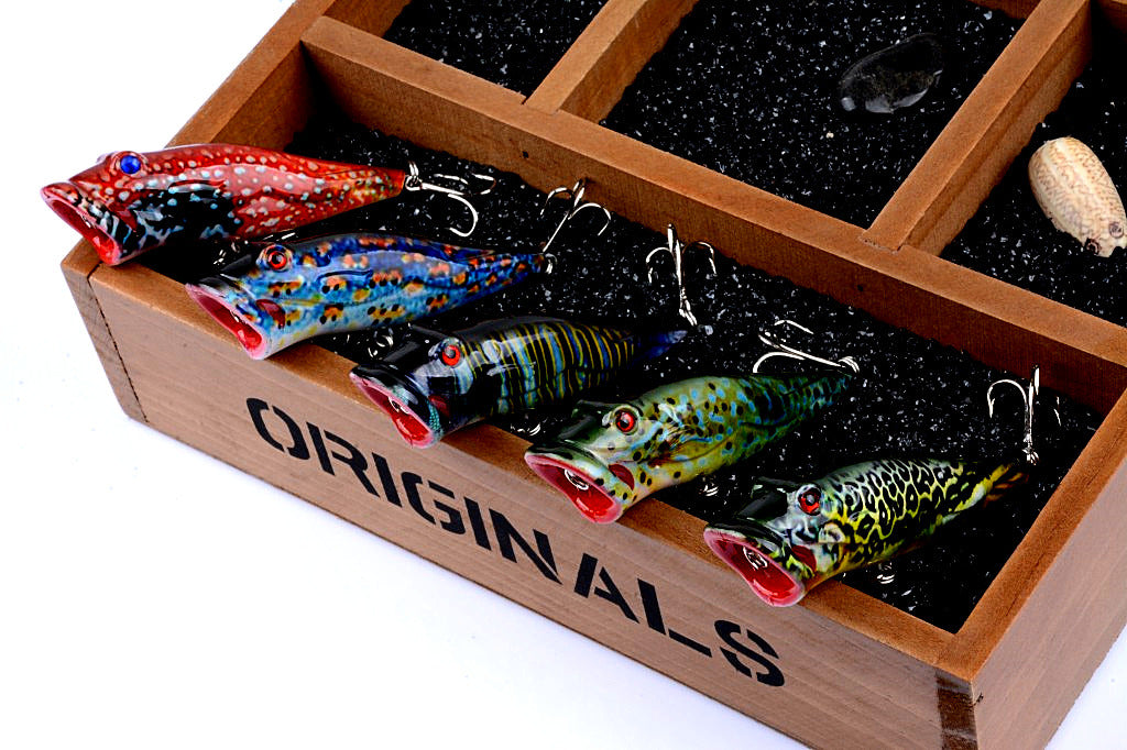 5X 8cm Popper Poppers Fishing Lure Lures Surface Tackle Fresh Saltwater V324-LB76
