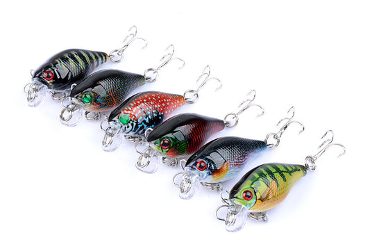 6x 4.3cm Popper Crank Bait Fishing Lure Lures Surface Tackle Saltwater V324-LB95