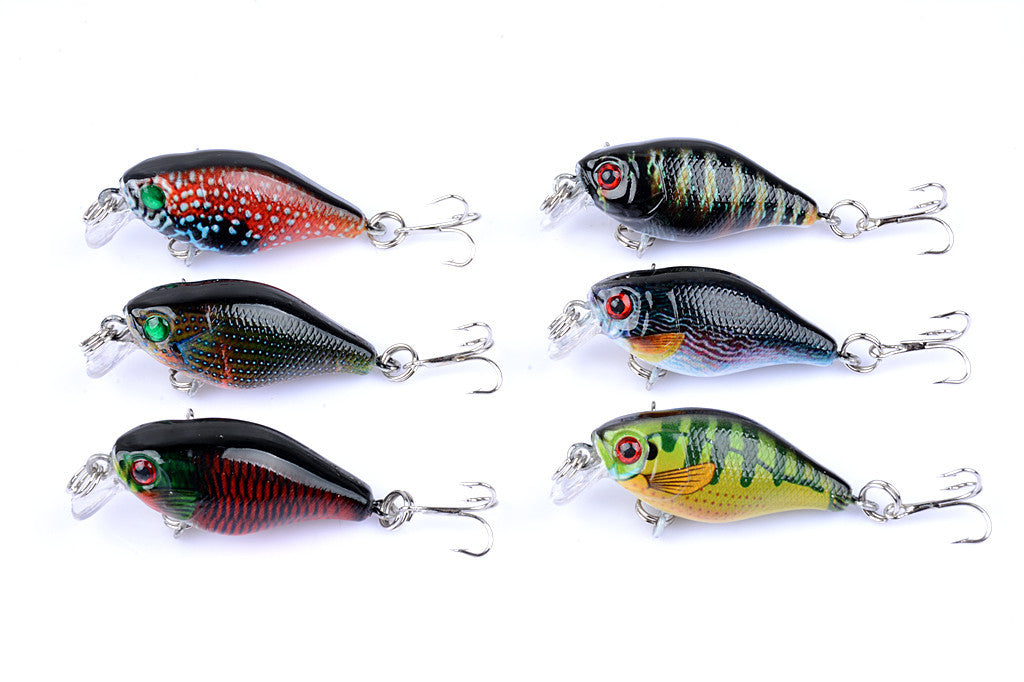 6x 4.3cm Popper Crank Bait Fishing Lure Lures Surface Tackle Saltwater V324-LB95