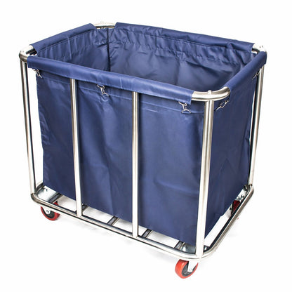 Commercial Laundry Trolley 90x65x80cm Large Capacity Linen Cart with 2 Swivel & 2 Fixed Wheels Navy V324-LT-906580-NV