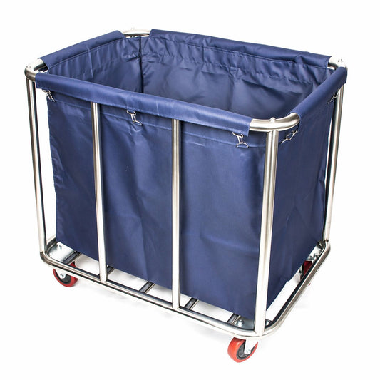 Commercial Laundry Trolley 90x65x80cm Large Capacity Linen Cart with 2 Swivel & 2 Fixed Wheels Navy V324-LT-906580-NV