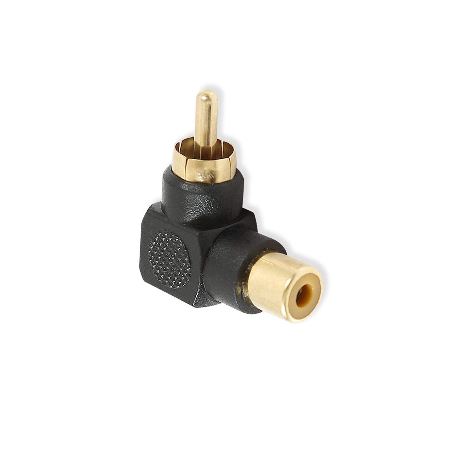 RCA Male to RCA Female Right Angle Adapter 90 Degree Connector Black V324-LY-0082-90RCAMF