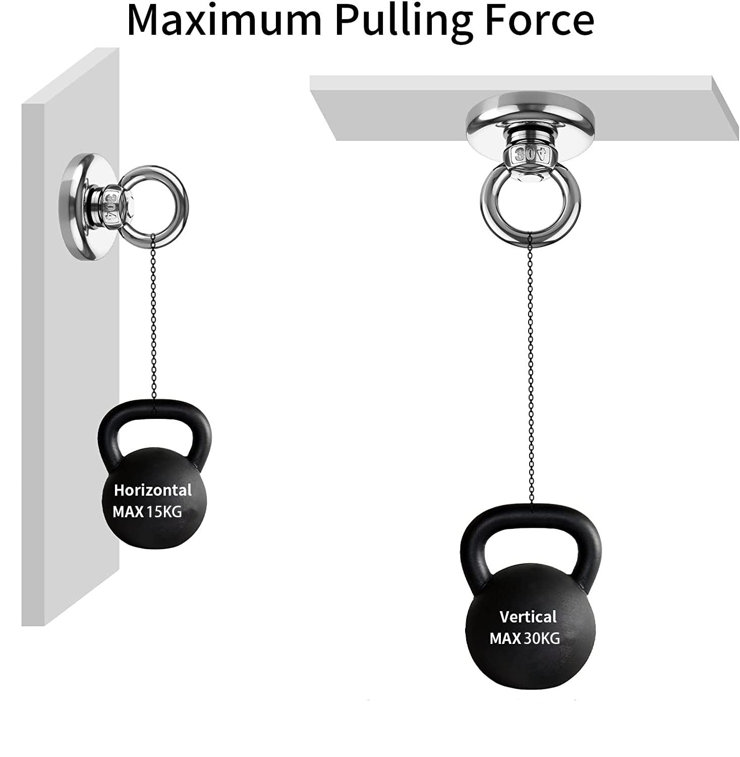 Heavy Duty Magnetic Hooks 30KG Countersunk Hole Eyebolt Kitchen, Office and Garage V324-MAG-D32