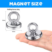 Salvage 60KG Recovery Magnet Hook Countersunk Hole Eyebolt Treasure Hunting Fishing V324-MAG-D42