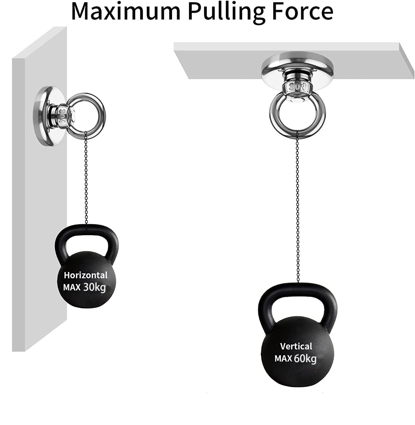 Salvage 60KG Recovery Magnet Hook Countersunk Hole Eyebolt Treasure Hunting Fishing V324-MAG-D42