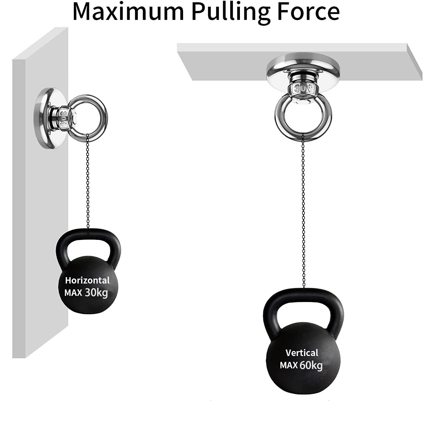Salvage 60KG Recovery Magnet Hook Countersunk Hole Eyebolt Treasure Hunting Fishing V324-MAG-D42