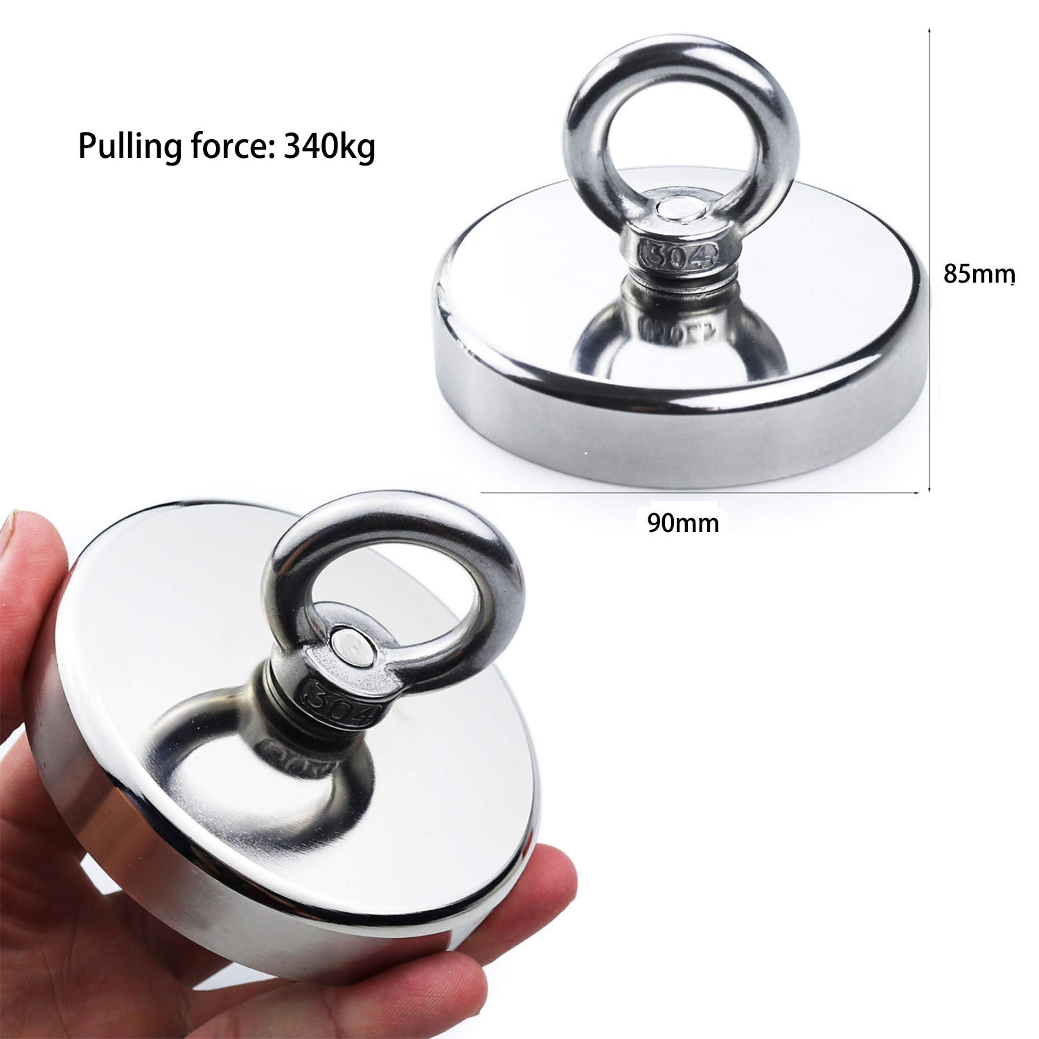 Salvage 340KG Recovery Magnet Hook Countersunk Hole Eyebolt Treasure Hunting Fishing V324-MAG-D90