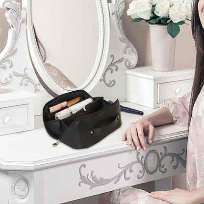 Large Travel Cosmetic Bag Portable Make up Makeup Bag Waterproof PU Leather Storage Black V324-MKBAG-BK
