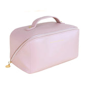 Large Travel Cosmetic Bag Portable Make up Makeup Bag Waterproof PU Leather Storage Pink V324-MKBAG-PK