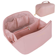 Large Travel Cosmetic Bag Portable Make up Makeup Bag Waterproof PU Leather Storage Pink V324-MKBAG-PK