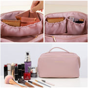 Large Travel Cosmetic Bag Portable Make up Makeup Bag Waterproof PU Leather Storage Pink V324-MKBAG-PK