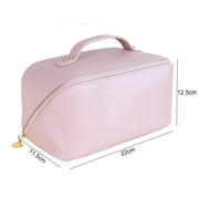 Large Travel Cosmetic Bag Portable Make up Makeup Bag Waterproof PU Leather Storage Pink V324-MKBAG-PK