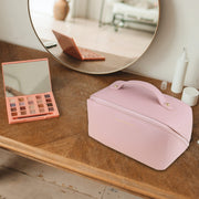 Large Travel Cosmetic Bag Portable Make up Makeup Bag Waterproof PU Leather Storage Pink V324-MKBAG-PK