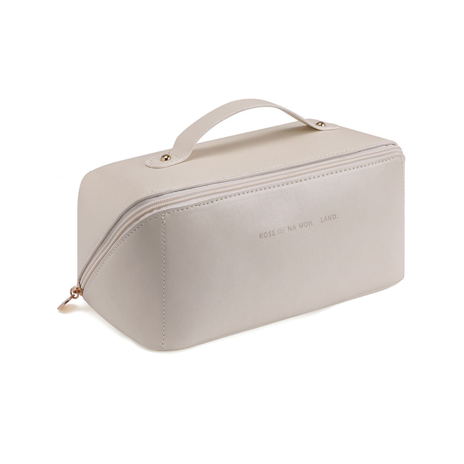 Large Travel Cosmetic Bag Portable Make up Makeup Bag Waterproof PU Leather Storage White V324-MKBAG-WH