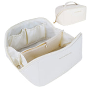 Large Travel Cosmetic Bag Portable Make up Makeup Bag Waterproof PU Leather Storage White V324-MKBAG-WH