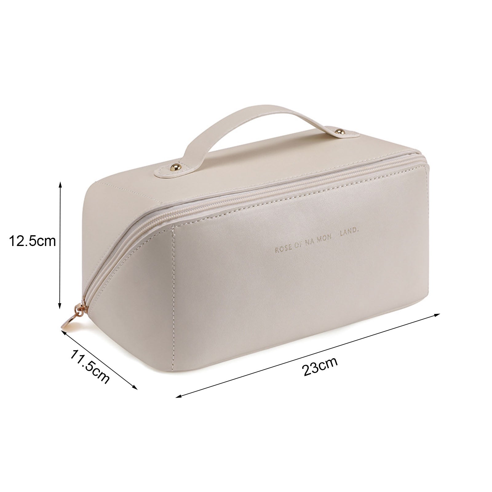 Large Travel Cosmetic Bag Portable Make up Makeup Bag Waterproof PU Leather Storage White V324-MKBAG-WH