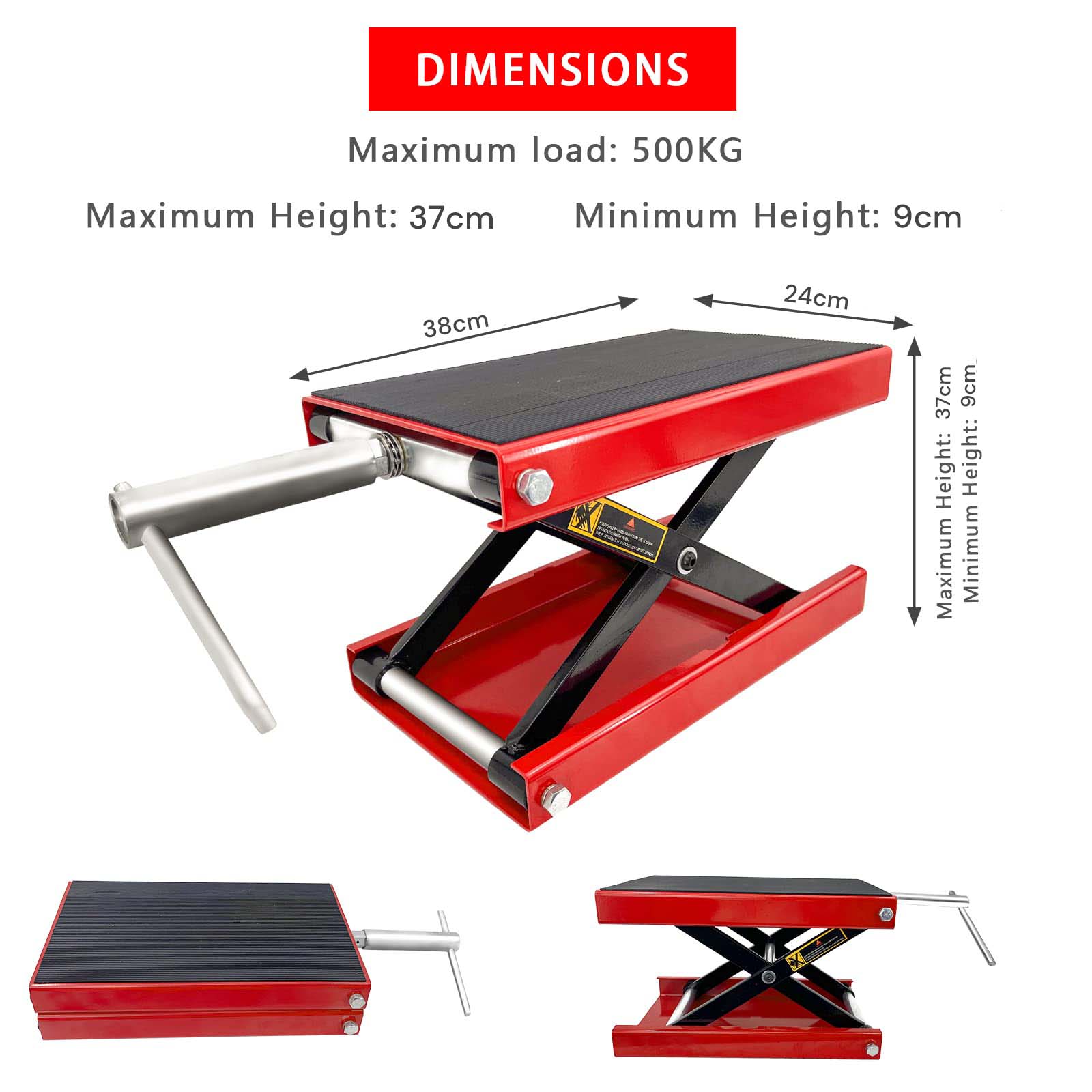 Motorcycle Bike ATV Wide Repair Deck Scissor Lift Jack Crank Hoist Stand 500kg V324-MOTOJACKSJ02