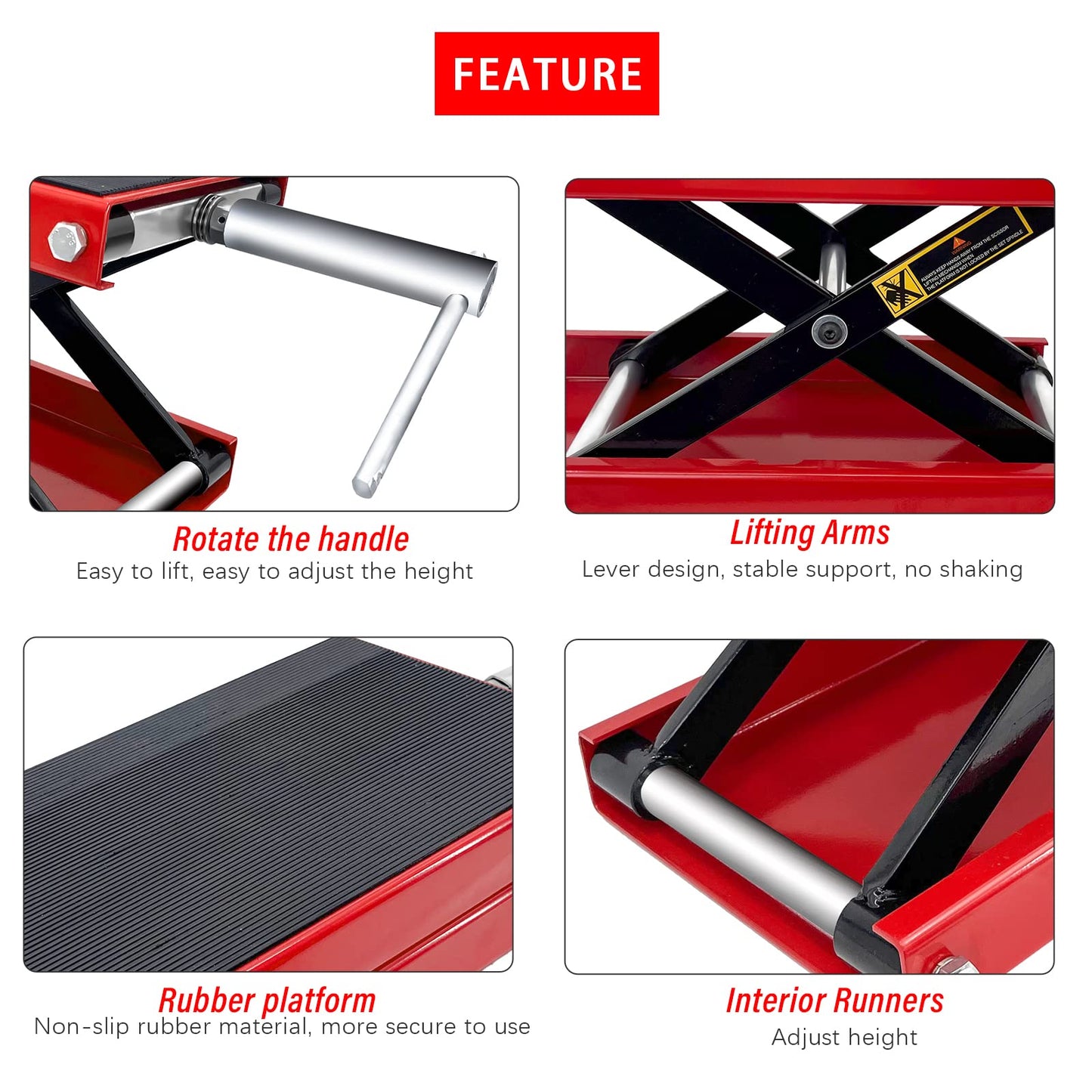 Motorcycle Bike ATV Wide Repair Deck Scissor Lift Jack Crank Hoist Stand 500kg V324-MOTOJACKSJ02