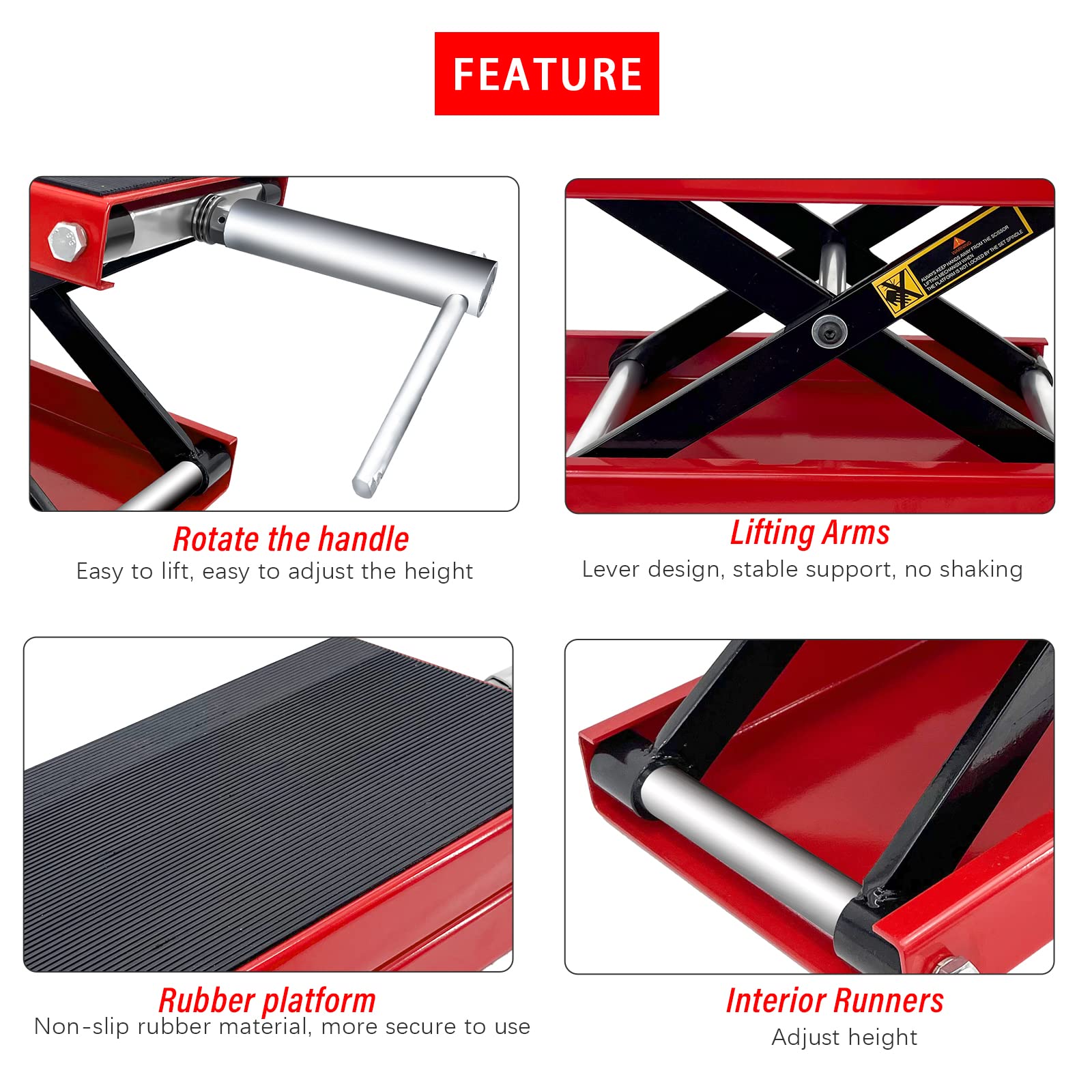 Motorcycle Bike ATV Wide Repair Deck Scissor Lift Jack Crank Hoist Stand 500kg V324-MOTOJACKSJ02