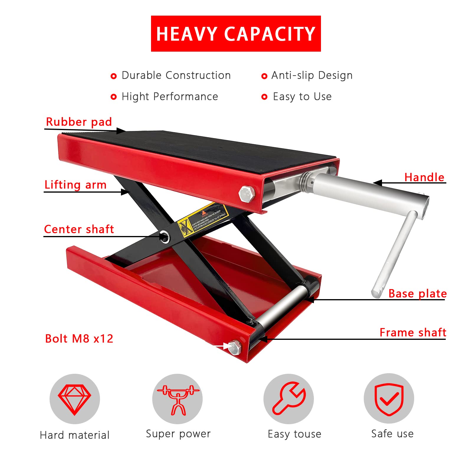 Motorcycle Bike ATV Wide Repair Deck Scissor Lift Jack Crank Hoist Stand 500kg V324-MOTOJACKSJ02