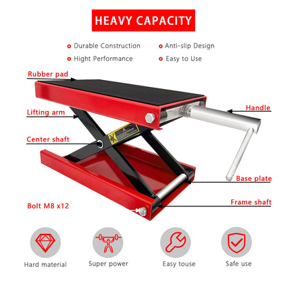 Motorcycle Bike ATV Wide Repair Deck Scissor Lift Jack Crank Hoist Stand 500kg V324-MOTOJACKSJ02