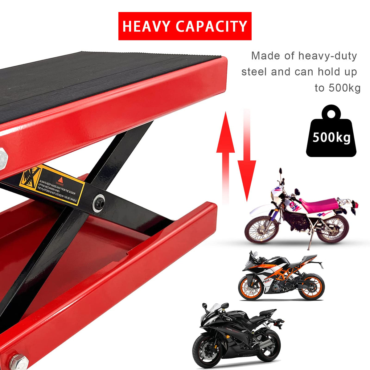 Motorcycle Bike ATV Wide Repair Deck Scissor Lift Jack Crank Hoist Stand 500kg V324-MOTOJACKSJ02