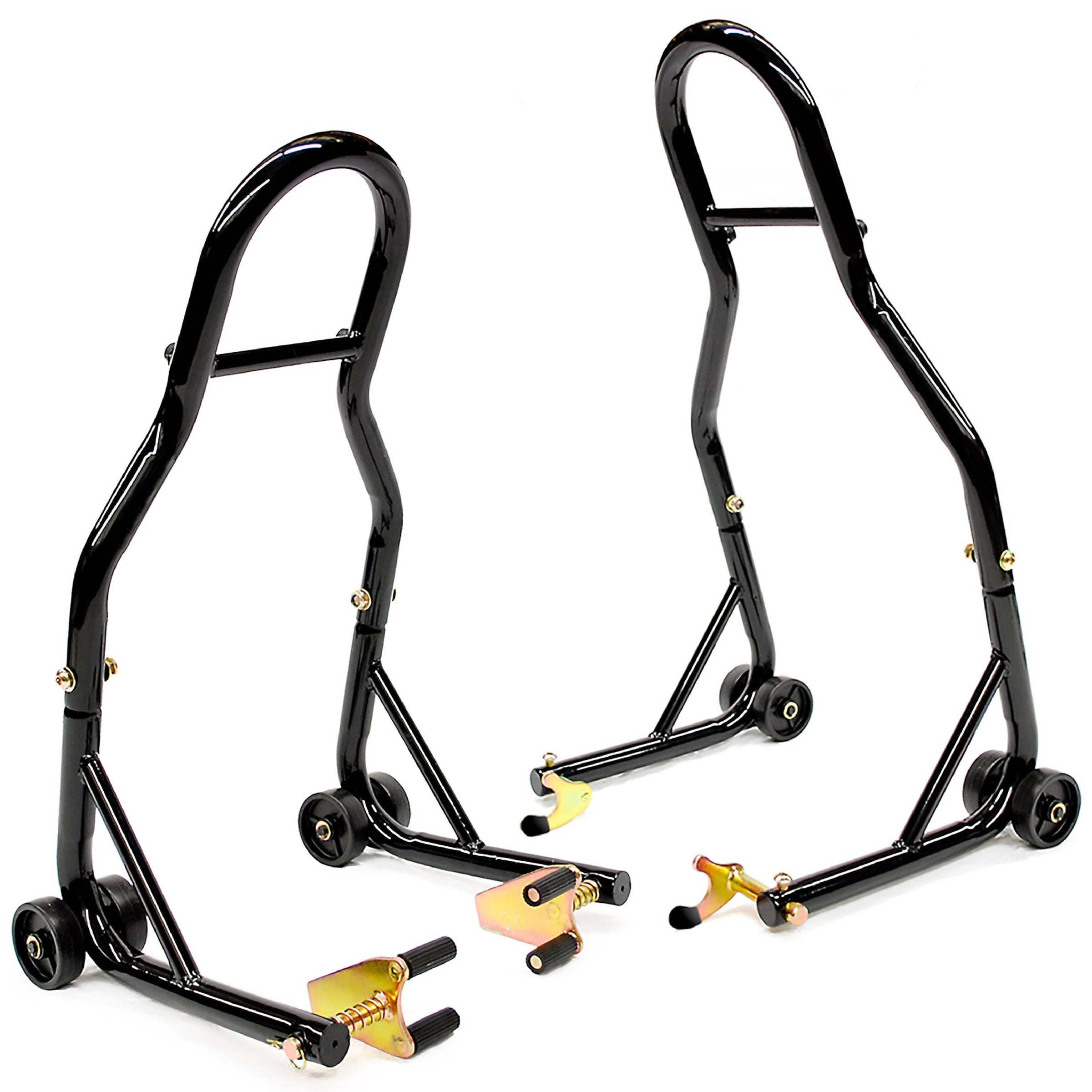 Motorcycle Universal Paddock Front & Rear Stand Lift Fork Stand Rear Wheel Swingarm Spool V324-MOTOSTANDTD061-SET