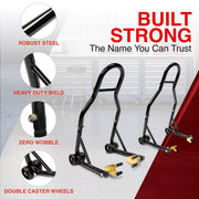 Motorcycle Universal Paddock Front & Rear Stand Lift Fork Stand Rear Wheel Swingarm Spool V324-MOTOSTANDTD061-SET