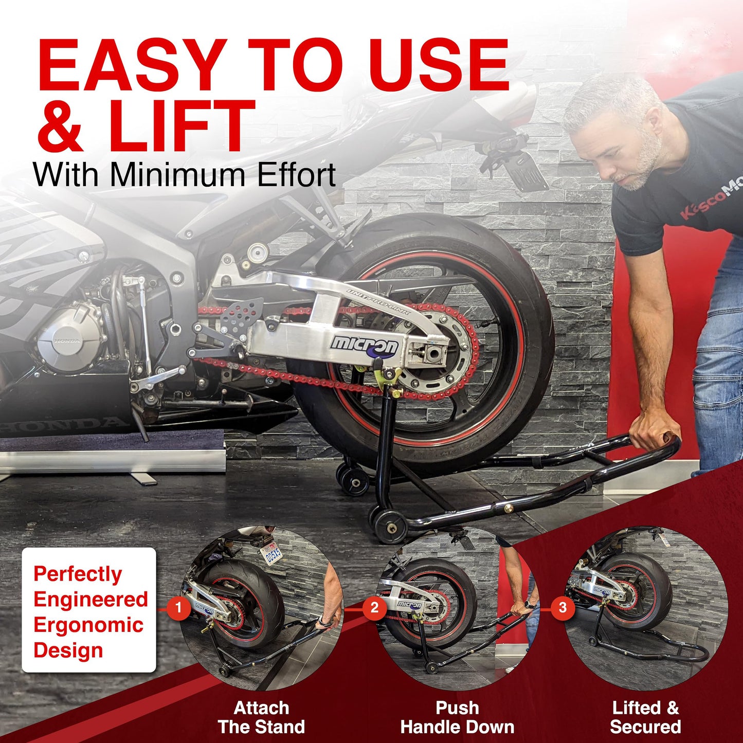 Motorcycle Universal Paddock Front & Rear Stand Lift Fork Stand Rear Wheel Swingarm Spool V324-MOTOSTANDTD061-SET