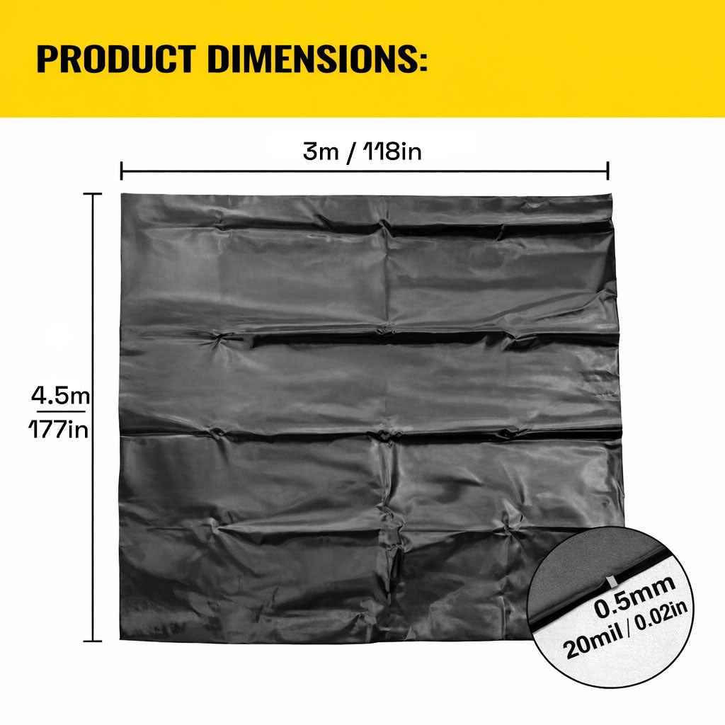 Heavy Duty 0.5mm HDPE Pond Liner Waterproof Sheet 4.5m x 3m for Garden & Fish Ponds V324-PDLINER45X3