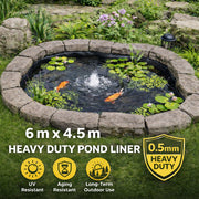 Heavy Duty 0.5mm HDPE Pond Liner Waterproof Sheet 4.5m x 6m for Garden & Fish Ponds V324-PDLINER45X6