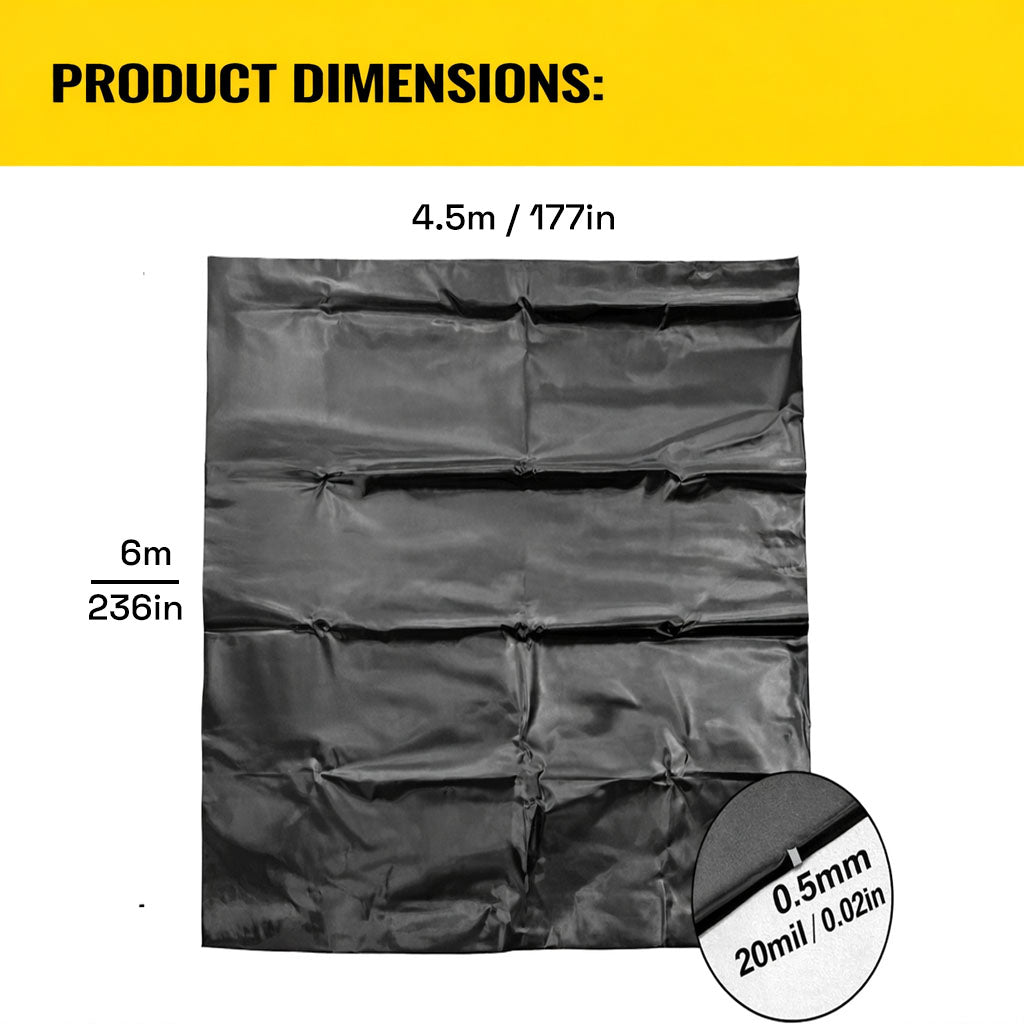 Heavy Duty 0.5mm HDPE Pond Liner Waterproof Sheet 4.5m x 6m for Garden & Fish Ponds V324-PDLINER45X6