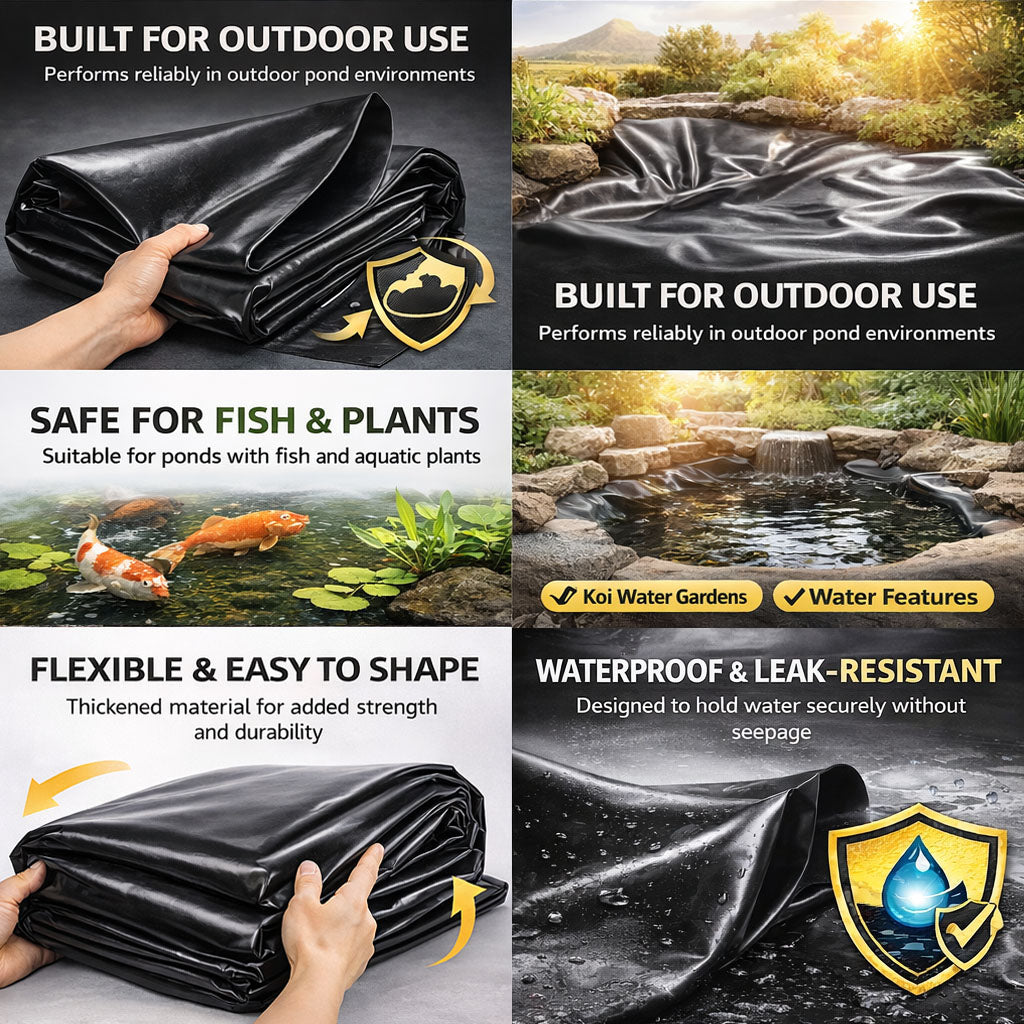 Heavy Duty 0.5mm HDPE Pond Liner Waterproof Sheet 4.5m x 6m for Garden & Fish Ponds V324-PDLINER45X6