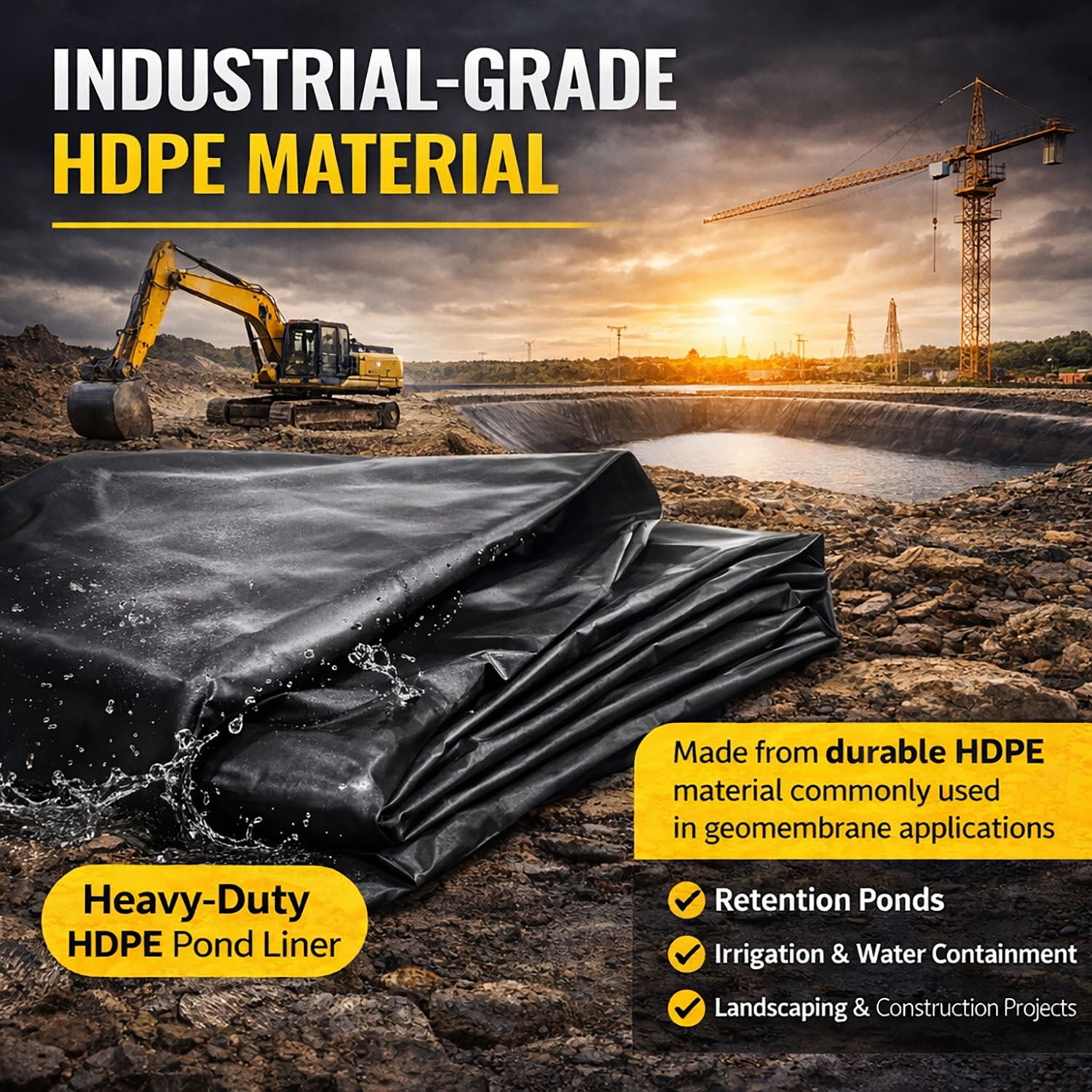 Heavy Duty 0.5mm HDPE Pond Liner Waterproof Sheet 4.5m x 6m for Garden & Fish Ponds V324-PDLINER45X6