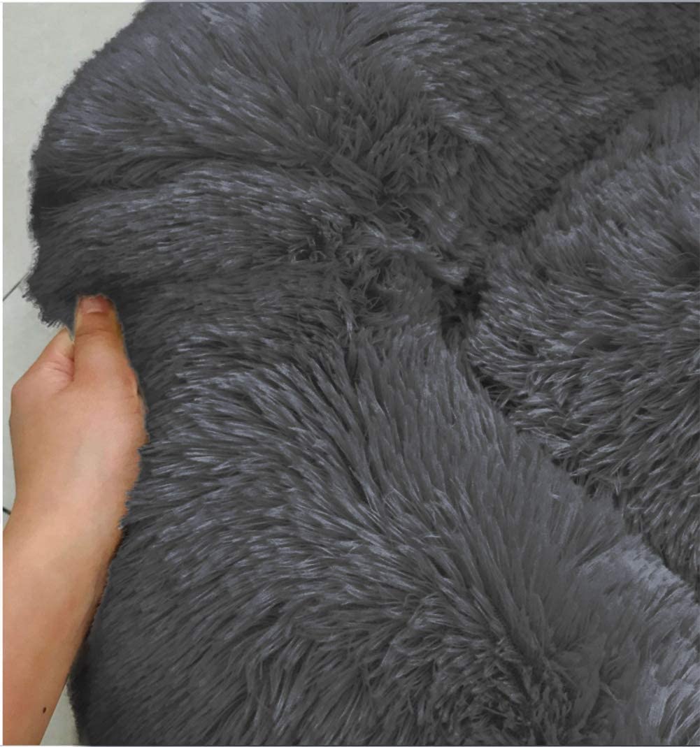 Soft Dog Bed Round Washable Plush Pet Kennel Cat Bed Mat Sofa Medium 60cm V324-PETDB-DGREY-60