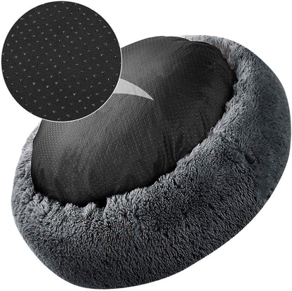 Soft Dog Bed Round Washable Plush Pet Kennel Cat Bed Mat Sofa Medium 60cm V324-PETDB-DGREY-60