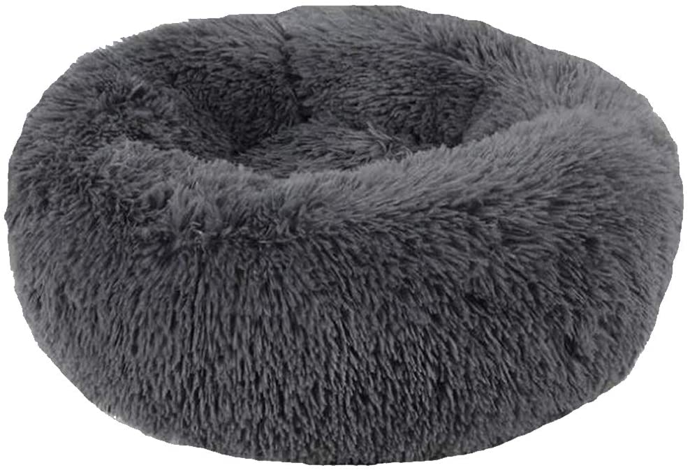 Soft Dog Bed Round Washable Plush Pet Kennel Cat Bed Mat Sofa Medium 60cm V324-PETDB-DGREY-60