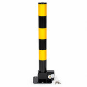 Heavy Duty Fold Down Parking Bollard Lockable Safety Post Yellow Black 61cm V324-PKBOLLARD-60CM