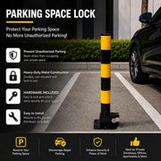 Heavy Duty Fold Down Parking Bollard Lockable Safety Post Yellow Black 61cm V324-PKBOLLARD-60CM