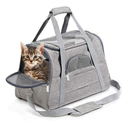 Pet Carrier Bag Travel Bag for Cats and Small Dogs Cozy Bed, Shoulder Strap V324-PT-BGGREY