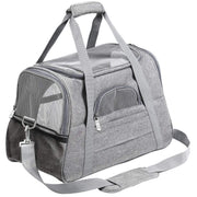 Pet Carrier Bag Travel Bag for Cats and Small Dogs Cozy Bed, Shoulder Strap V324-PT-BGGREY