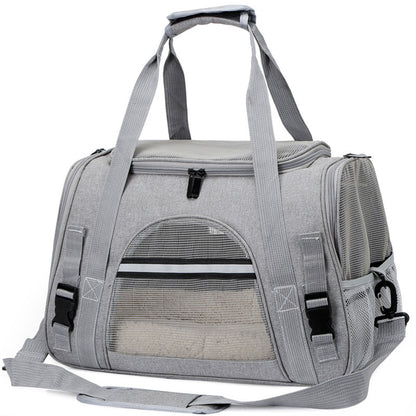 Pet Carrier Bag Travel Bag for Cats and Small Dogs Cozy Bed, Shoulder Strap V324-PT-BGGREY