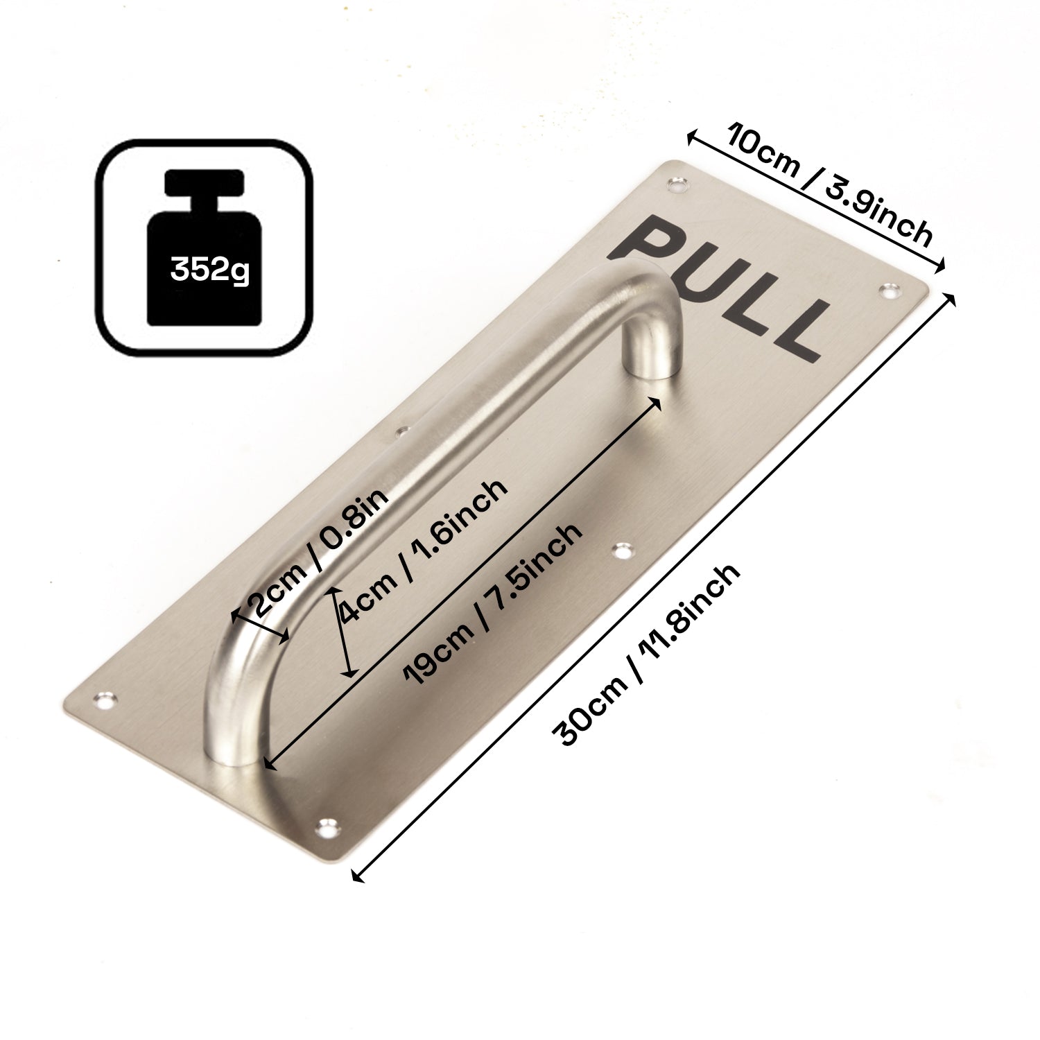 304 Stainless Steel Commercial Door Pull Push Handle Plate Set for Bathrooms, Stairwell Fire Doors etc V324-PUPLHANDLES