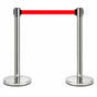 2 Pack Queue Barrier Stanchion Posts Retractable Belt Crowd Control Safety Barrier Silver Red V324-RBB-SLV-RD-90