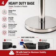 2 Pack Queue Barrier Stanchion Posts Retractable Belt Crowd Control Safety Barrier Silver Red V324-RBB-SLV-RD-90
