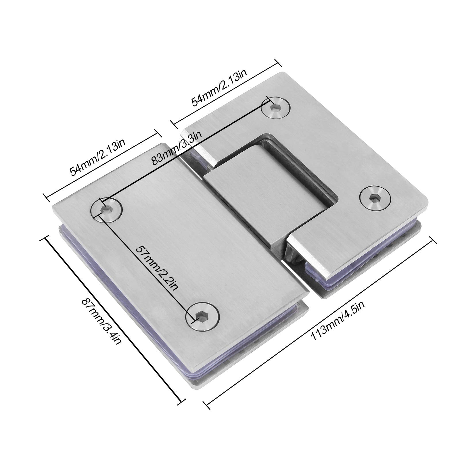 Shower Glass Door Gate Hinge 304 Stainless Steel 180 Degrees Polished Chrome Finish V324-SDHINGE-180