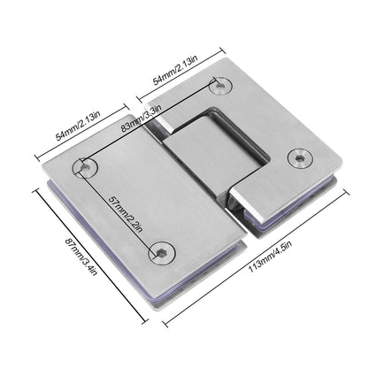 Shower Glass Door Gate Hinge 304 Stainless Steel 180 Degrees Polished Chrome Finish V324-SDHINGE-180