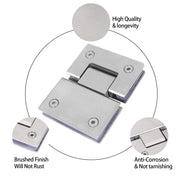 Shower Glass Door Gate Hinge 304 Stainless Steel 180 Degrees Polished Chrome Finish V324-SDHINGE-180